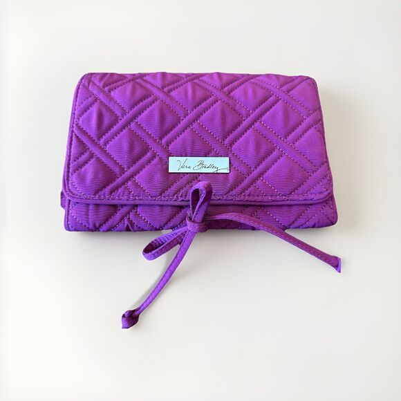 Vera Bradley All Wrapped Up Jewelry Roll Plum Quilted Travel Pouch - Picture 1 of 8